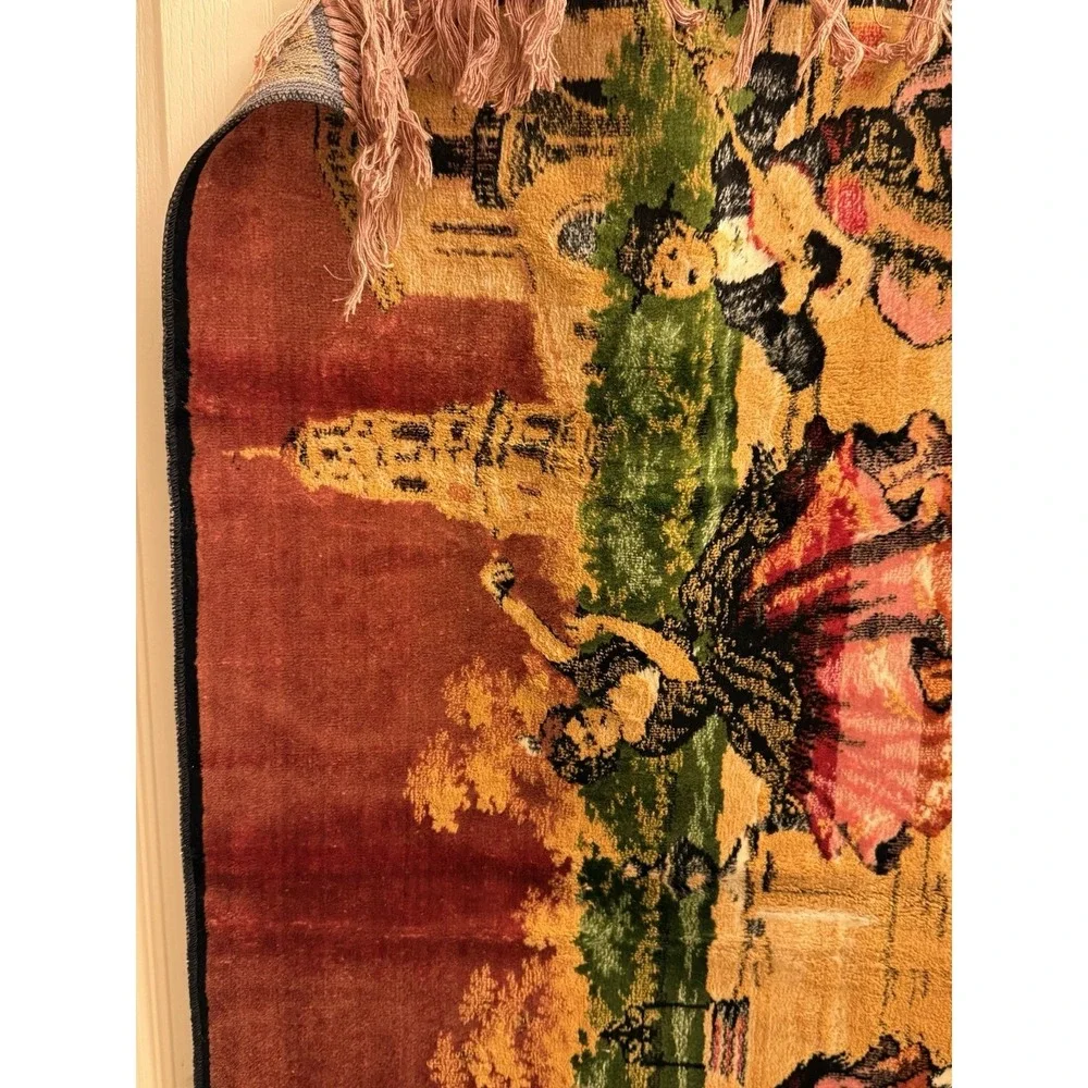 Vintage Tapestry Spanish Flamenco Dancers Scene  Vibrant Colors 39